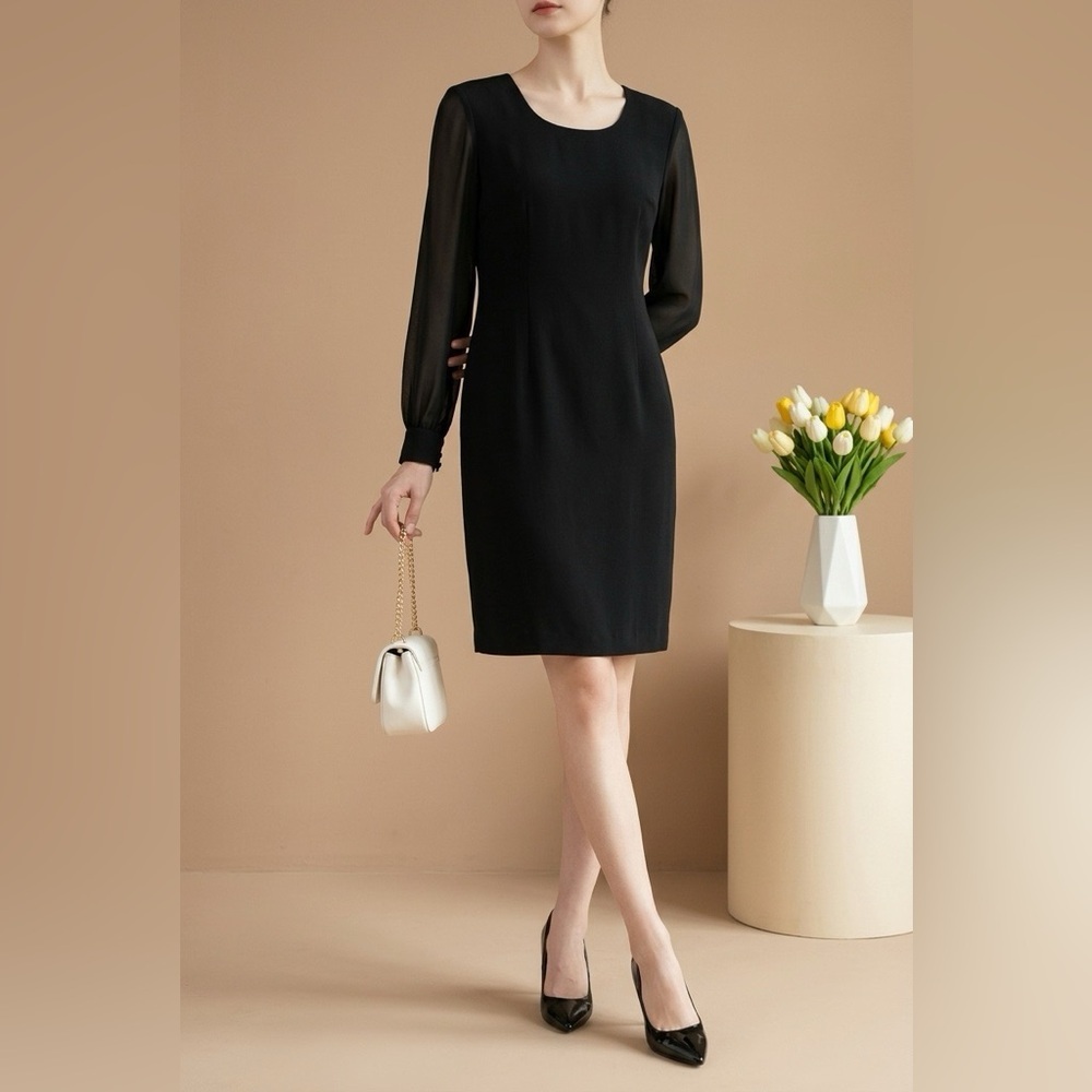 Vintage Liz Claiborne Black Shift Dress Petite 6 Party Cocktail Event Holiday